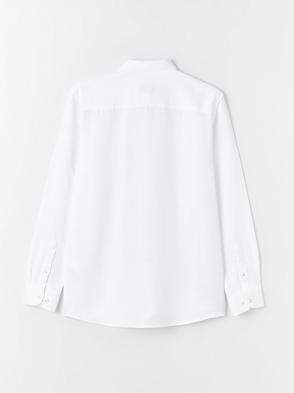 Beyaz Slim Fit Uzun Kollu Armürlü Erkek Gömlek-6