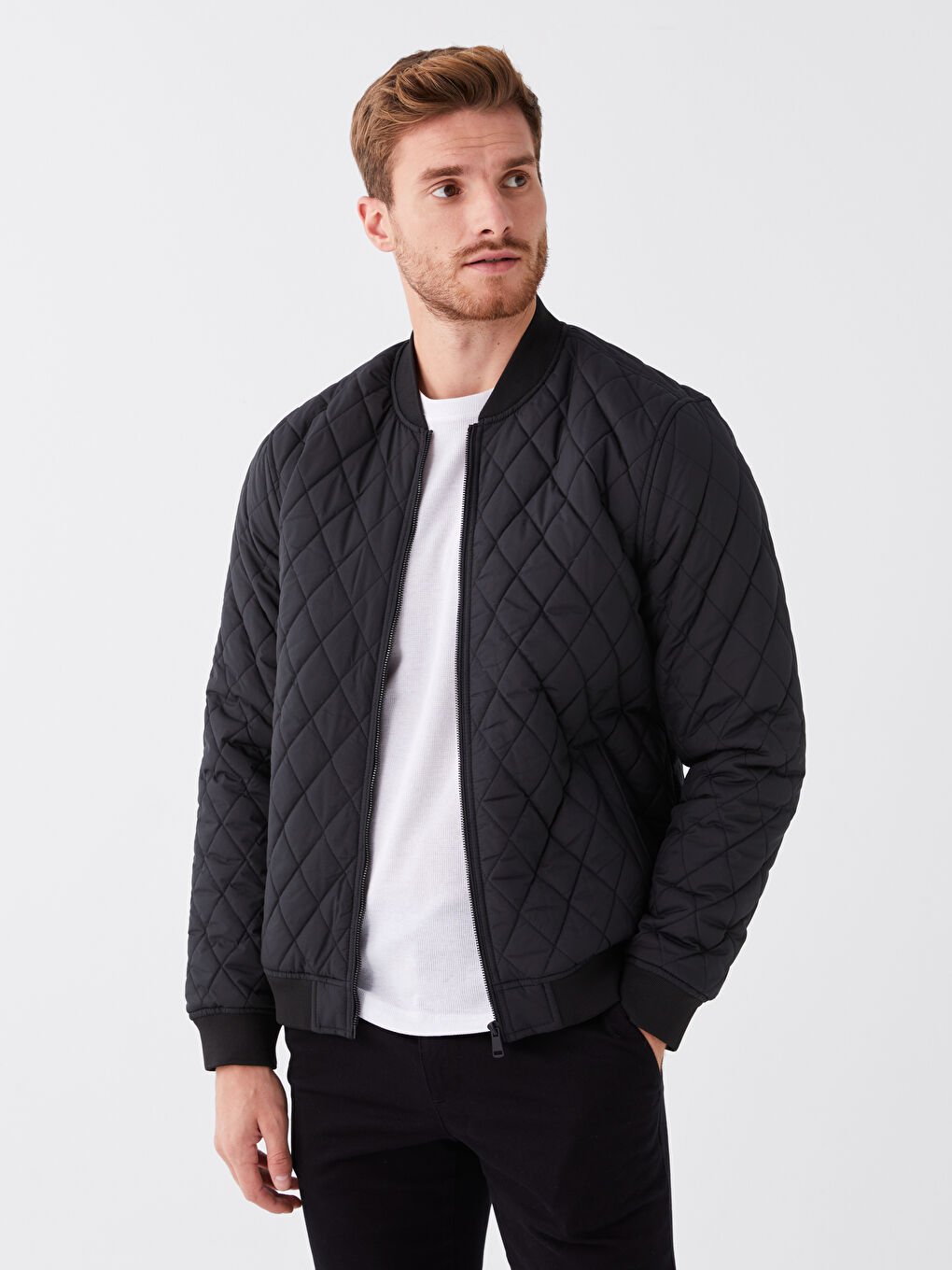 Croială Standard Guler Colegiu Geacă Matlasată pentru Bărbați-2