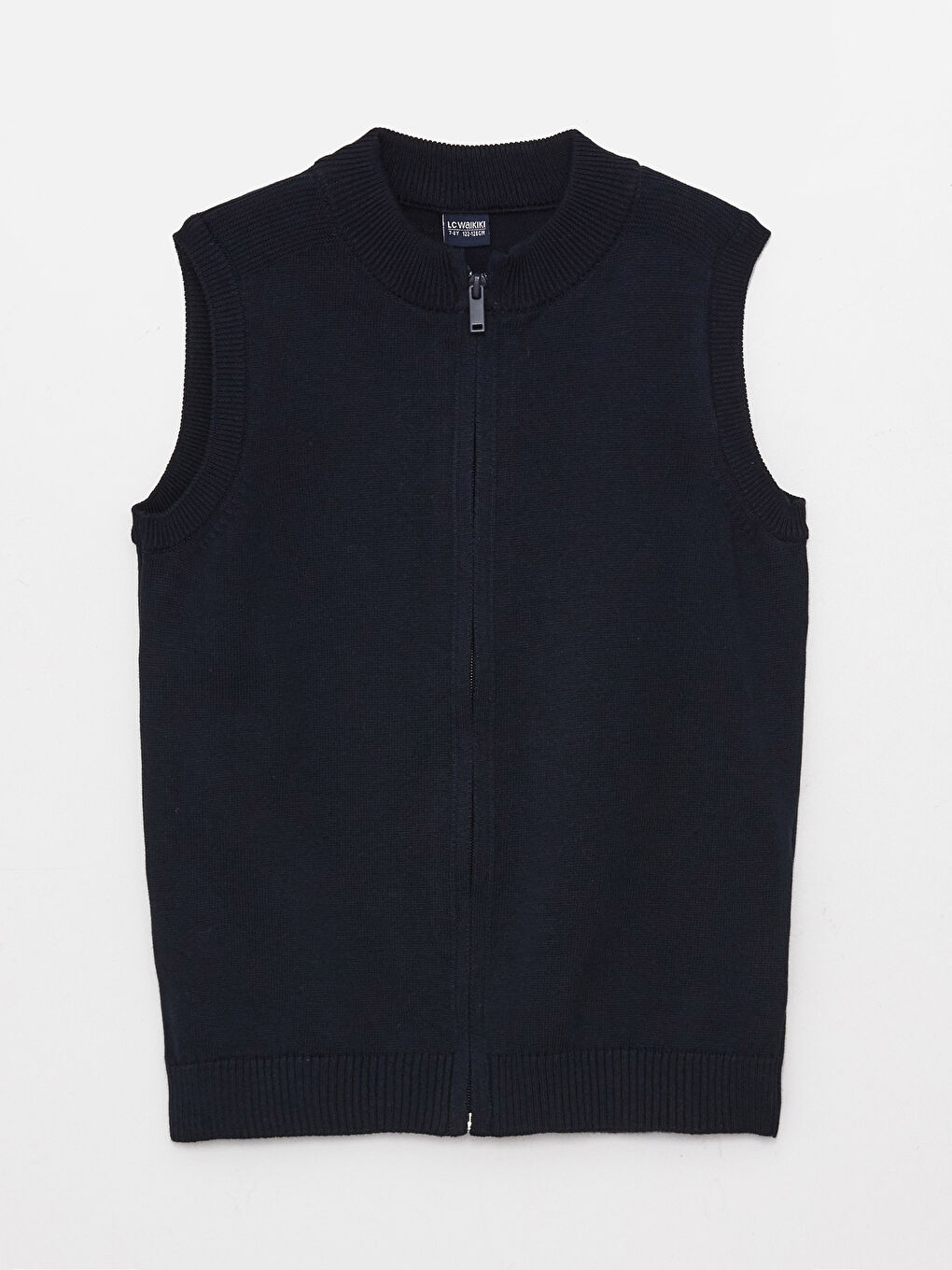 Lacivert Dik Yaka Basic Erkek Çocuk Triko Yelek