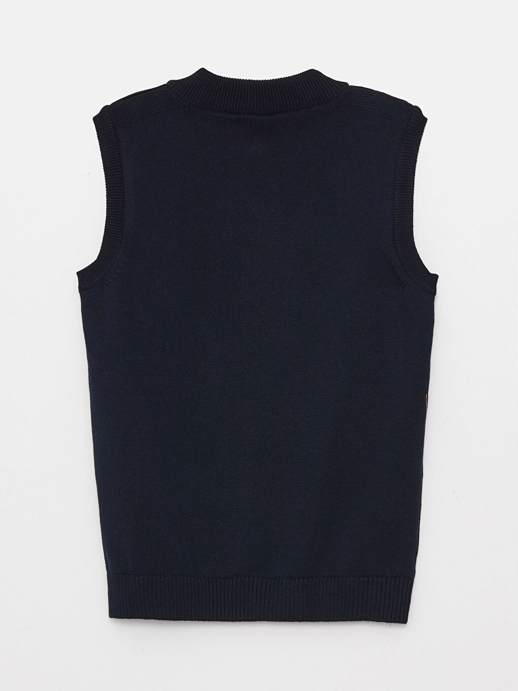 Lacivert Dik Yaka Basic Erkek Çocuk Triko Yelek-1