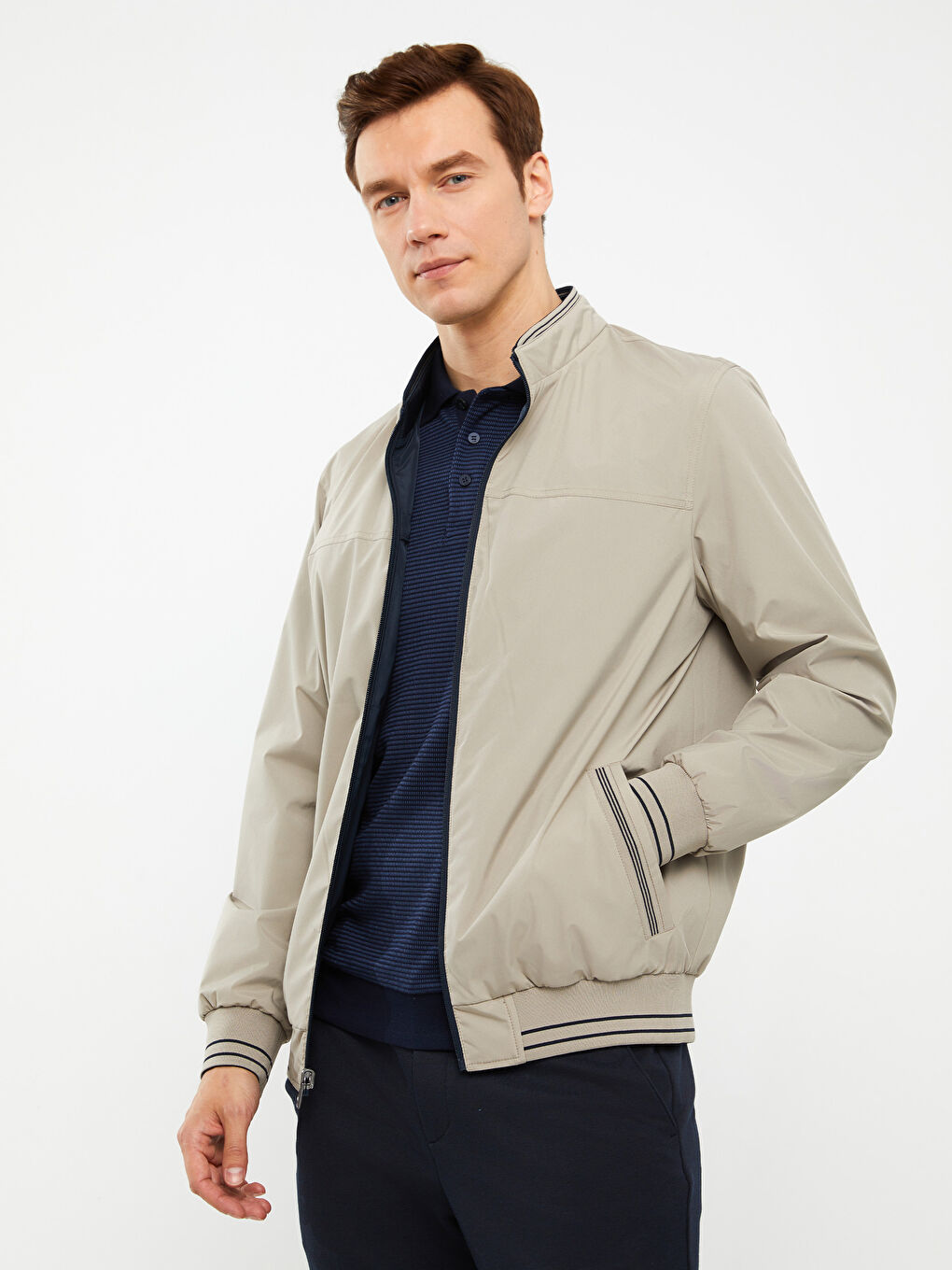 İndigo Standart Kalıp Dik Yaka Erkek Mont-1