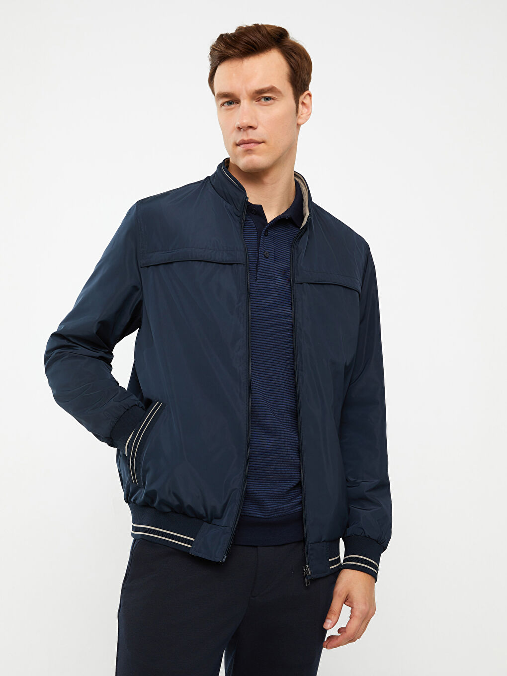 İndigo Standart Kalıp Dik Yaka Erkek Mont-2