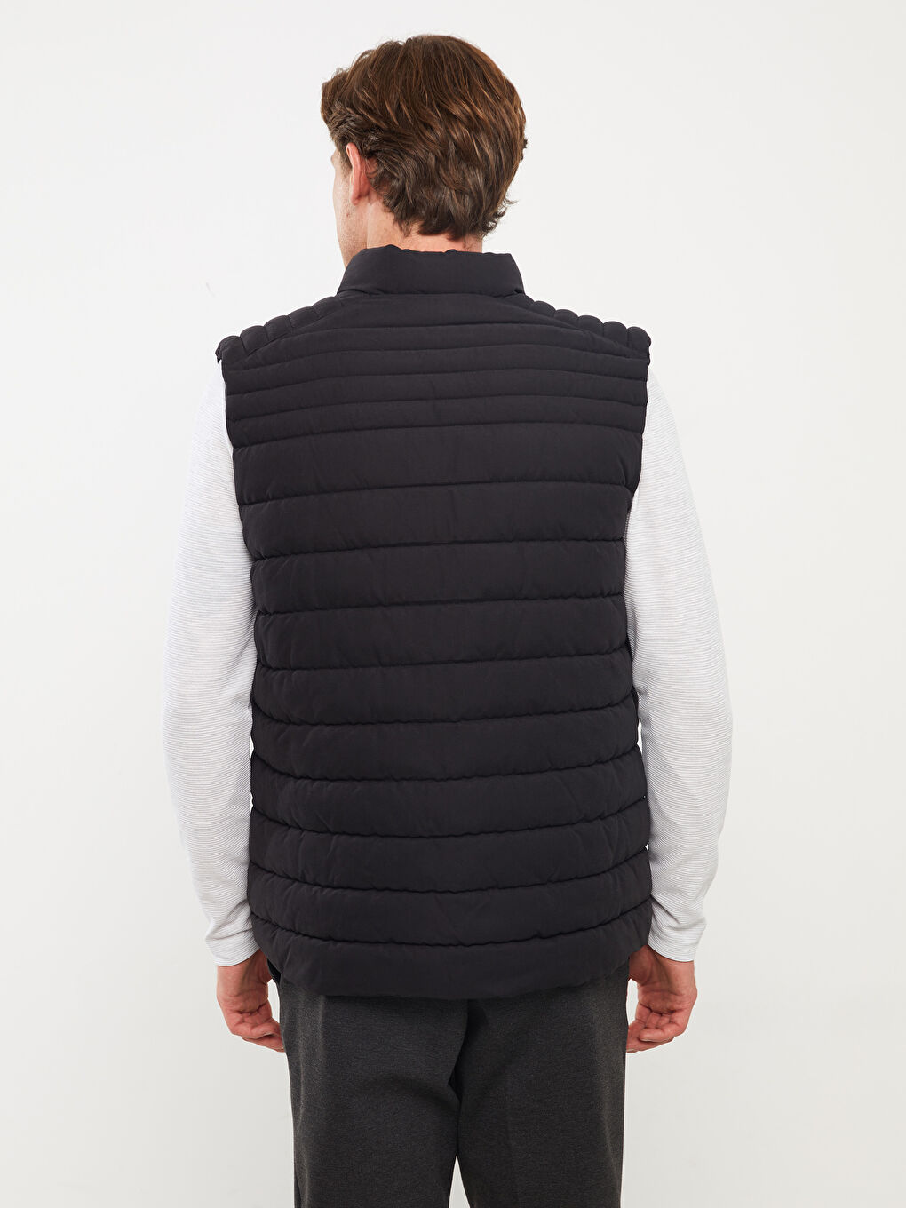 Siyah Standart Kalıp Dik Yaka Erkek Şişme Yelek-5