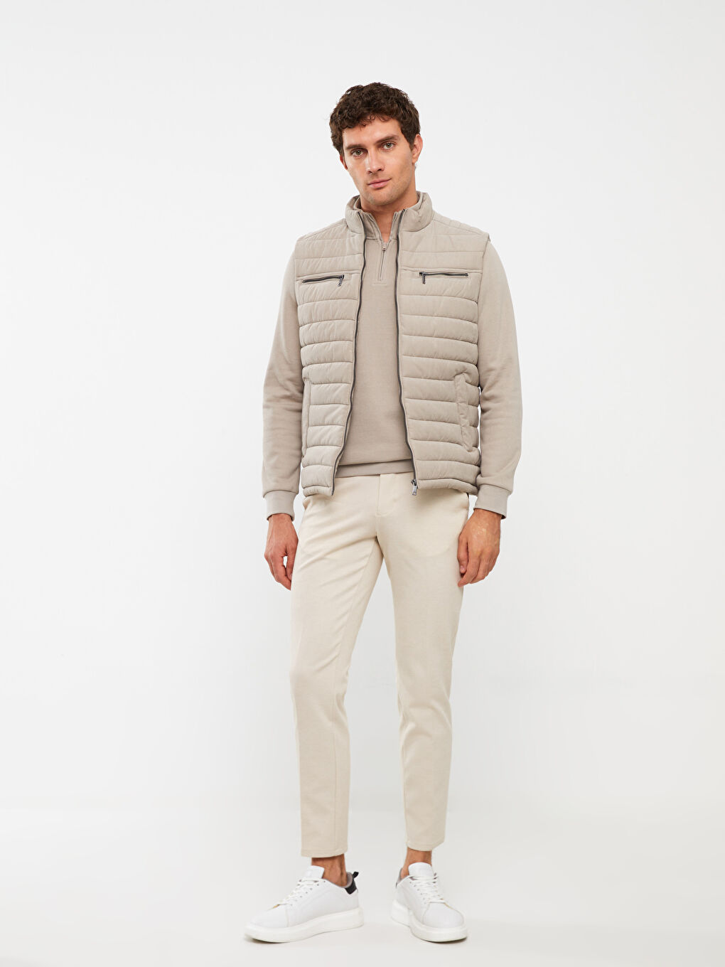 ерлерге арналған стандартты пішім биік жағалы пуховик жилет-2