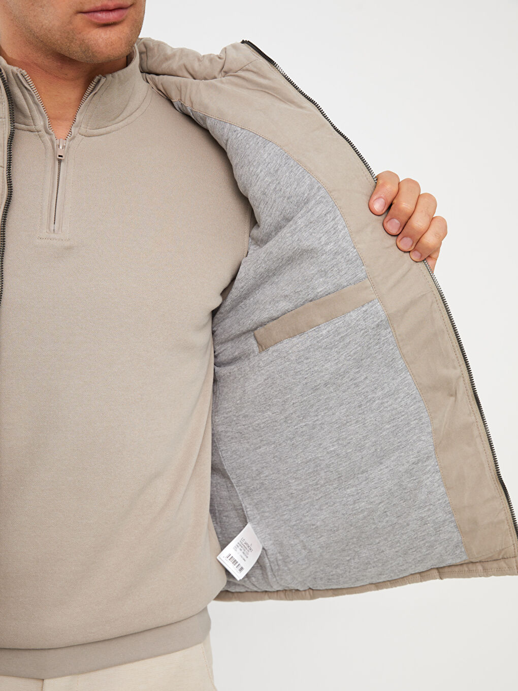 ерлерге арналған стандартты пішім биік жағалы пуховик жилет-4