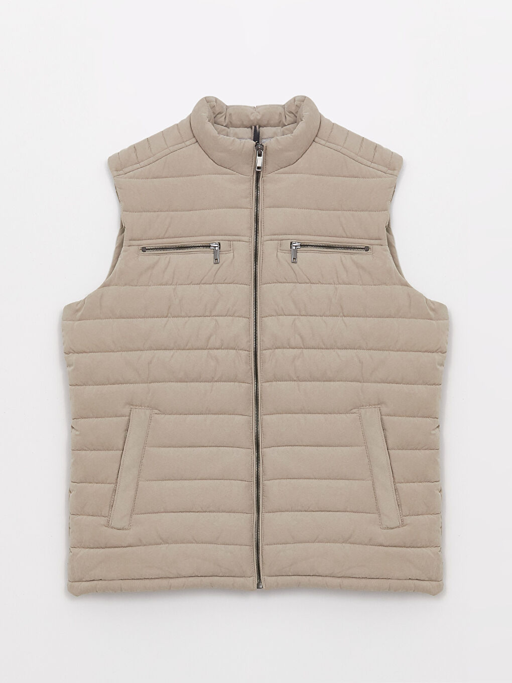 ерлерге арналған стандартты пішім биік жағалы пуховик жилет-6