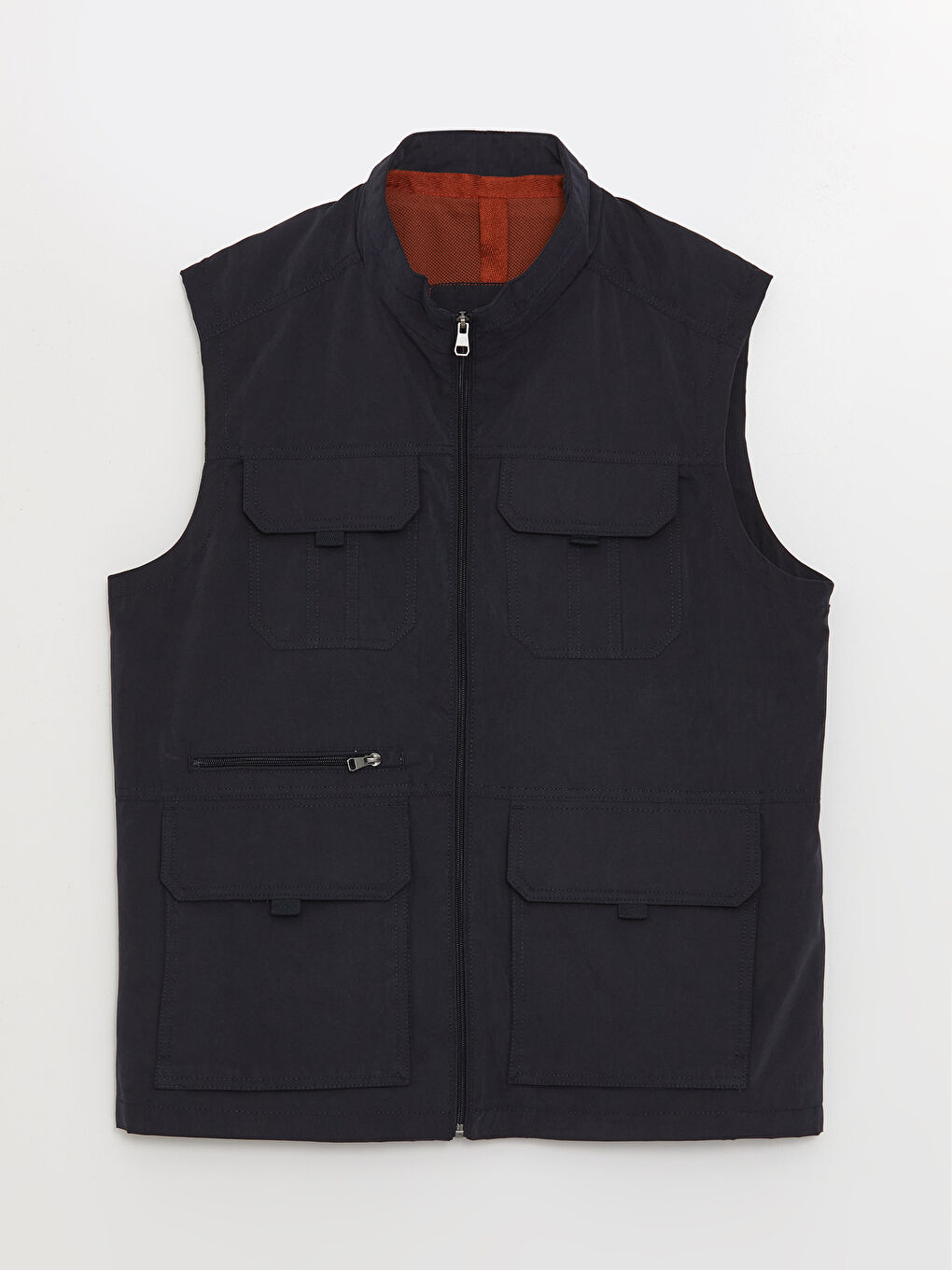 Lacivert Standart Kalıp Dik Yaka Erkek Avcı Yeleği-6