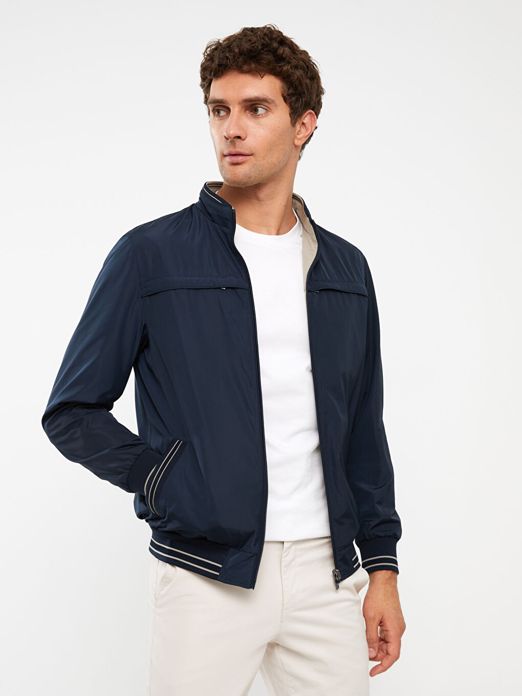 İndigo Standart Kalıp Dik Yaka Erkek Mont-1