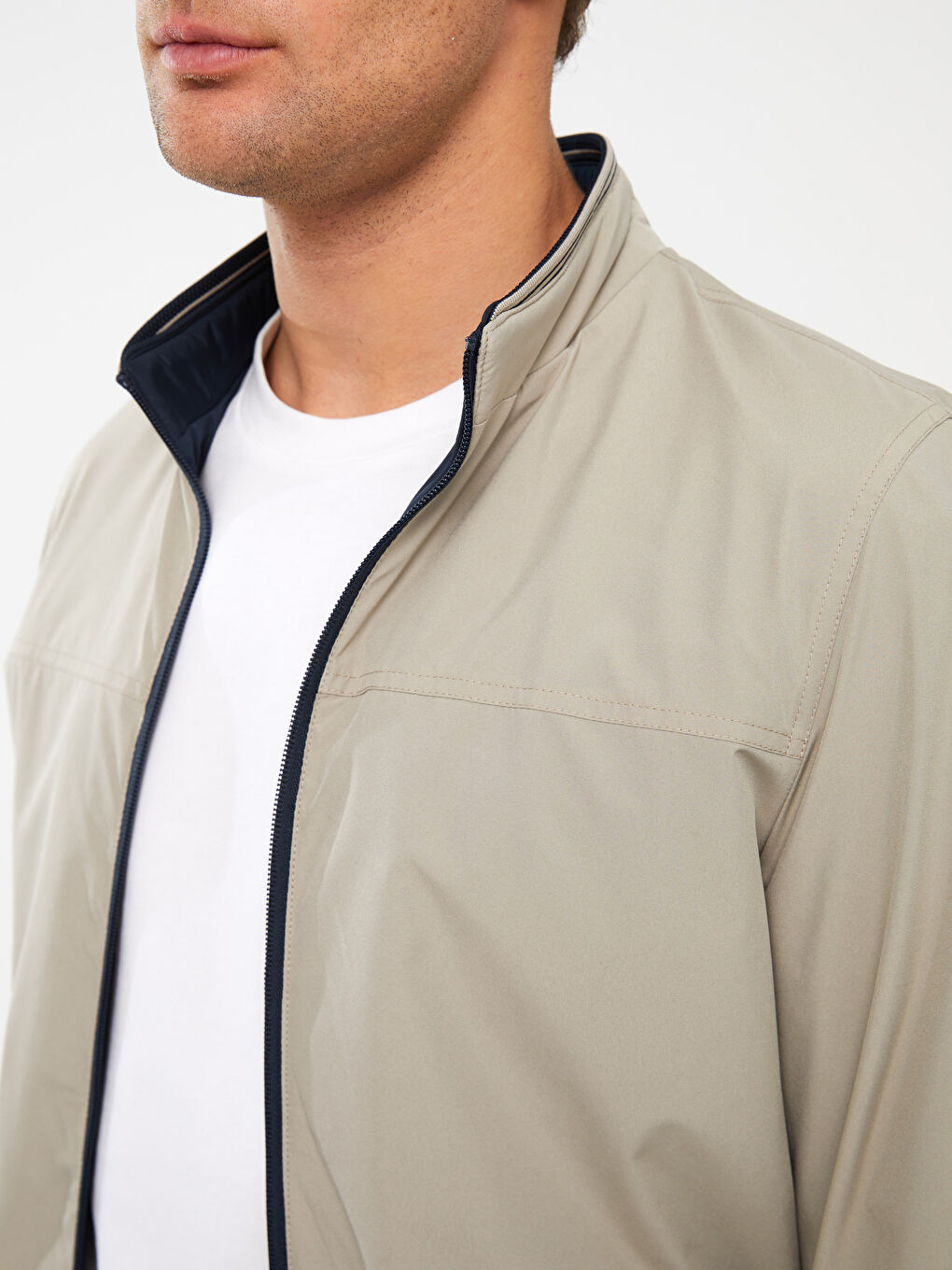 İndigo Standart Kalıp Dik Yaka Erkek Mont-3