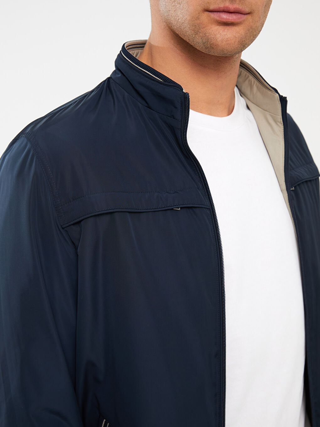 İndigo Standart Kalıp Dik Yaka Erkek Mont-4