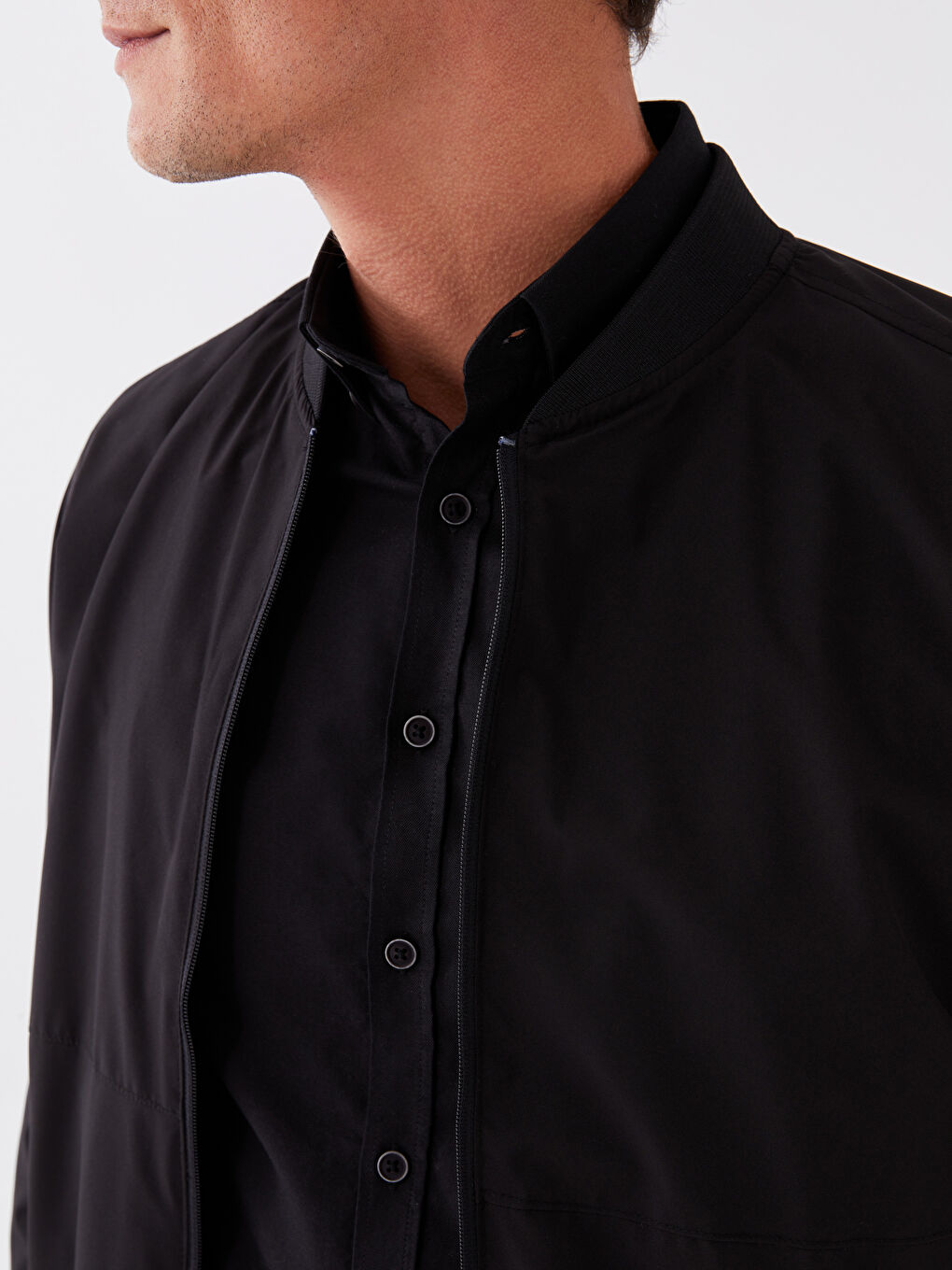 Standard Fit College Collar Men's Bomber Jacket-3