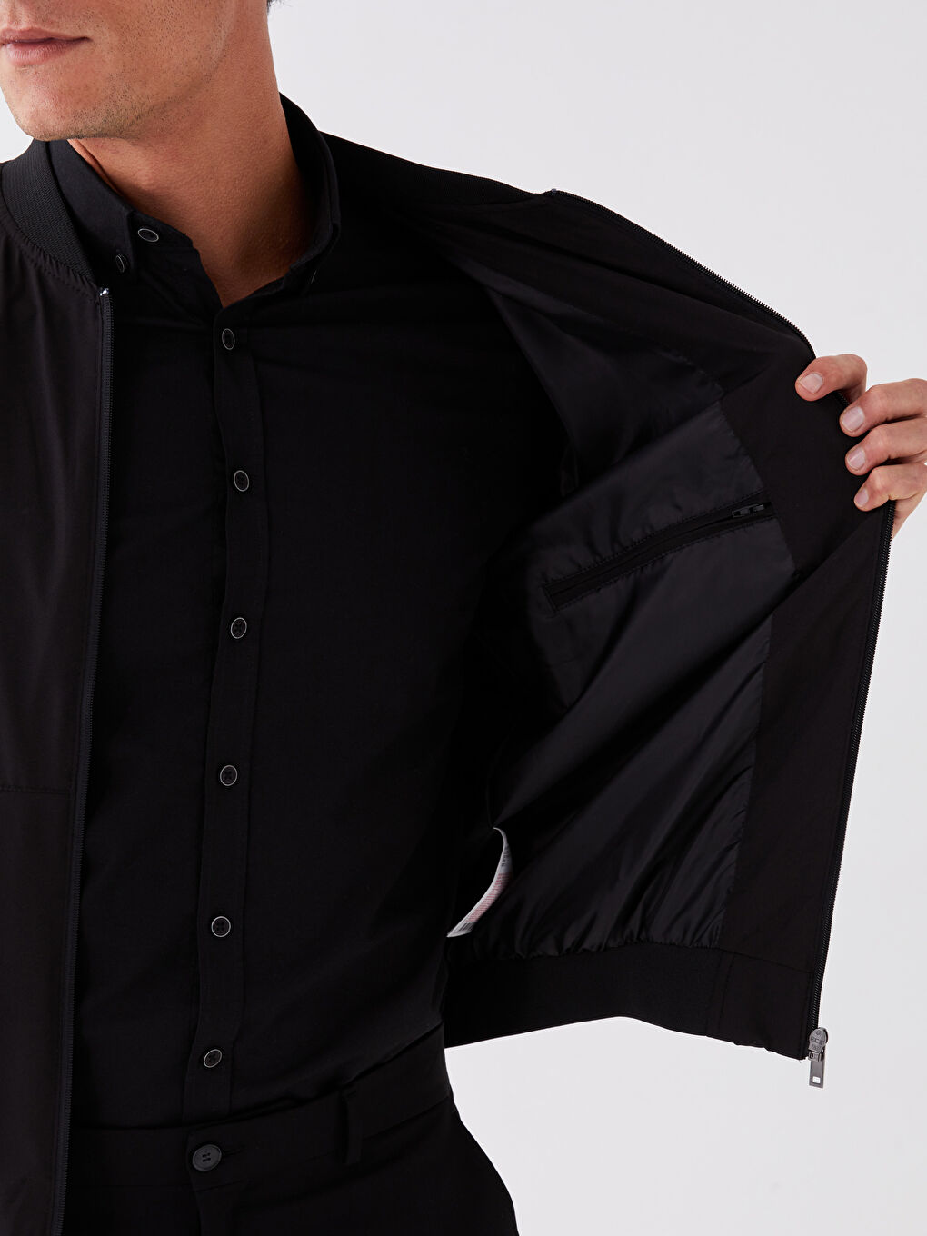 Standard Fit College Collar Men's Bomber Jacket-4