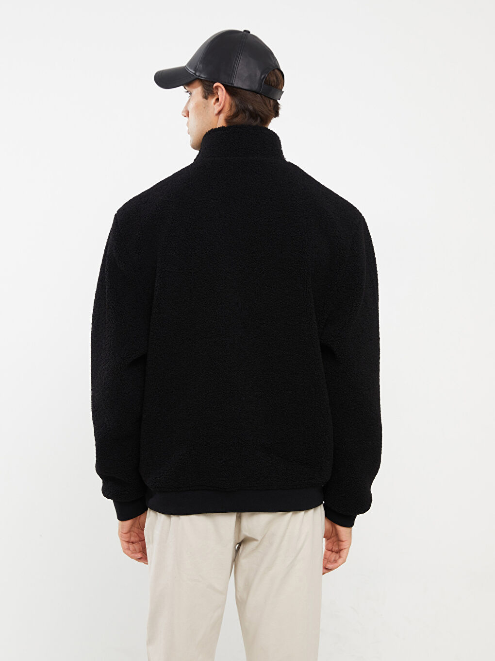 Hanorac cu Fermoar pentru Bărbați din Pluș cu Mânecă Lungă și Guler Înalt-4