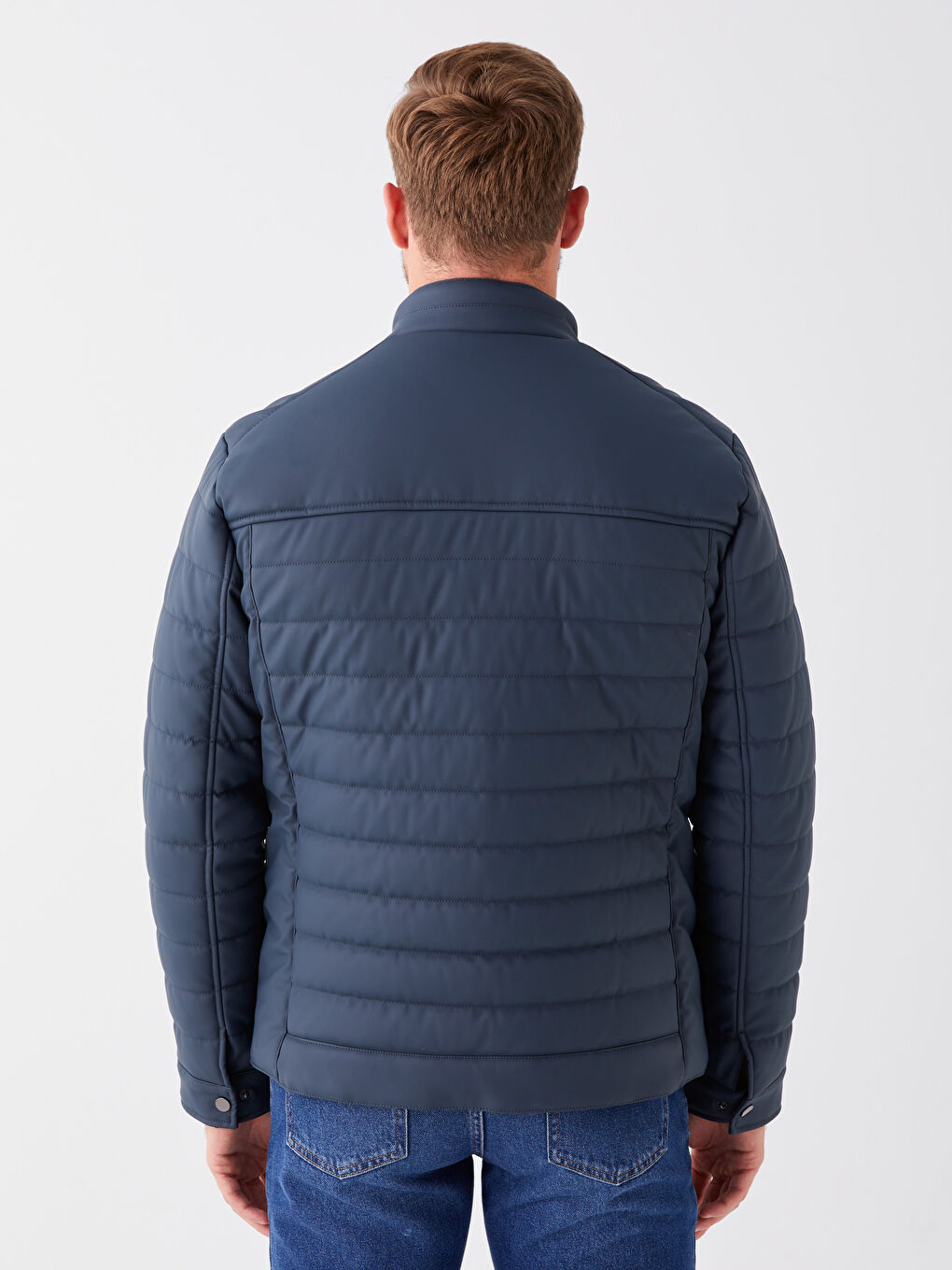 Standard Fit Collared Neck Men's Leather Look Coat-5