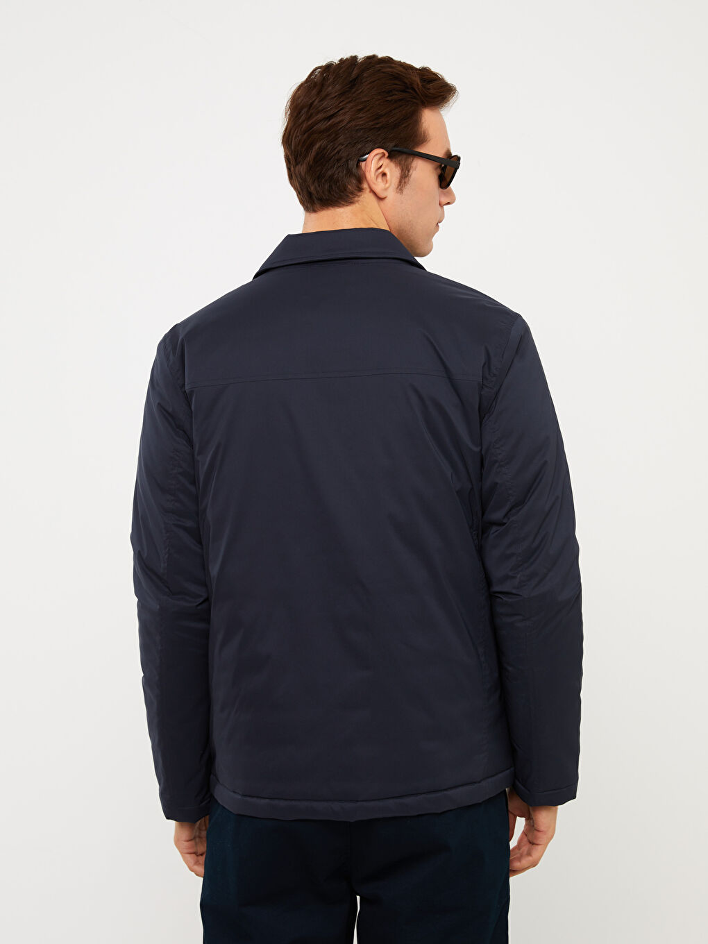 Палто за мъже с яка и стандартна кройка-4