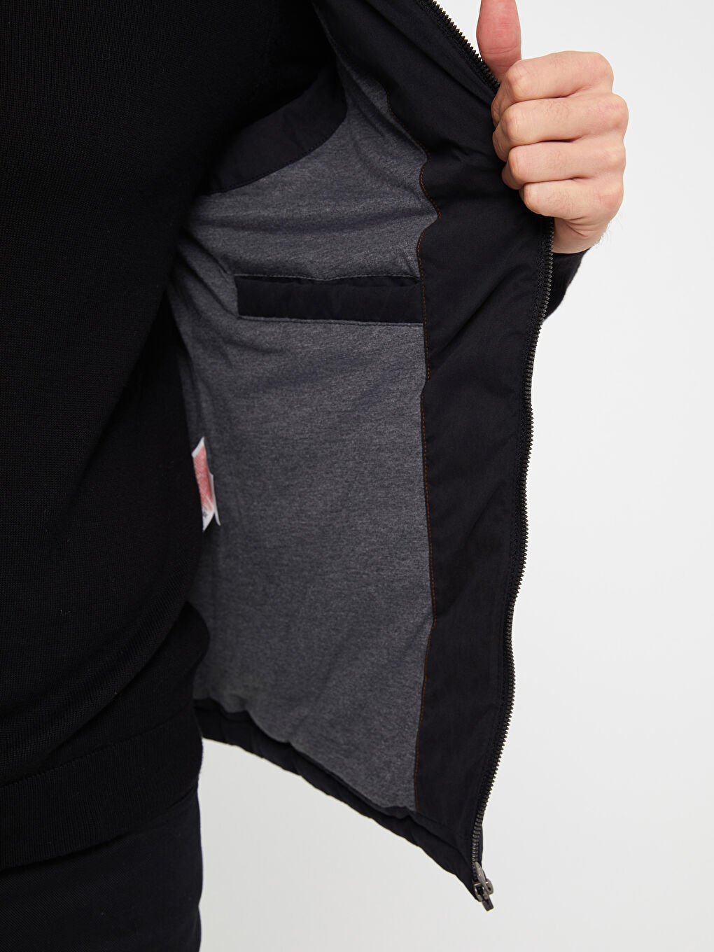 Siyah Standart Kalıp Dik Yaka Erkek Şişme Yelek-4