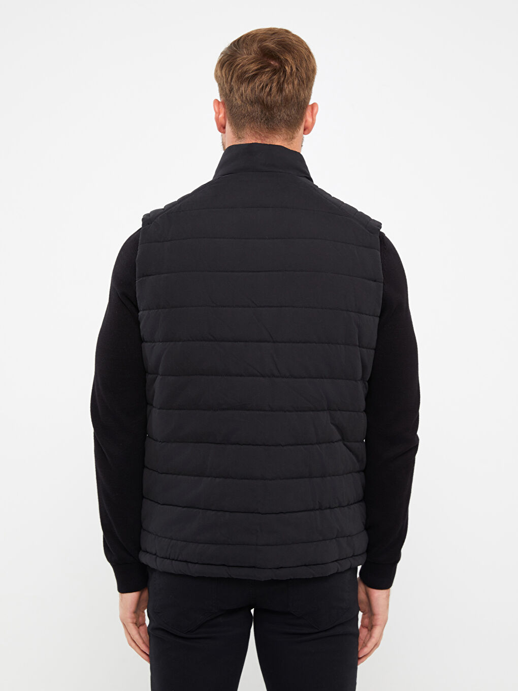 Siyah Standart Kalıp Dik Yaka Erkek Şişme Yelek-5