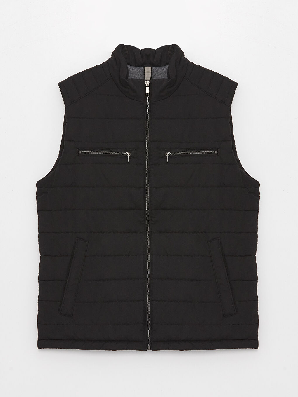 Siyah Standart Kalıp Dik Yaka Erkek Şişme Yelek-6