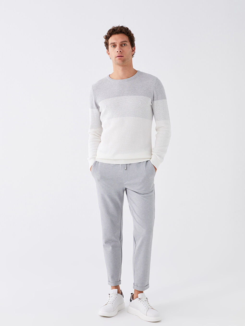 Gri Slim Fit Erkek Jogger Pantolon-1
