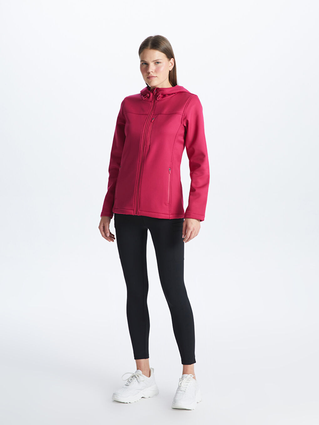 Women's Hooded Reflector Printed Long Sleeve Coat-2