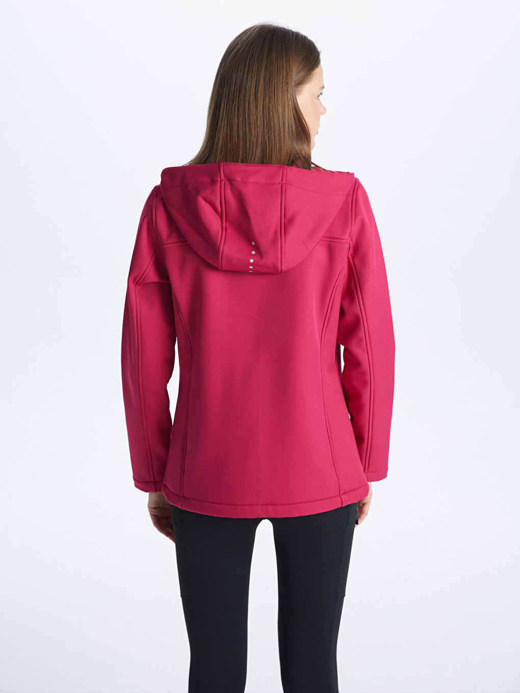 Women's Hooded Reflector Printed Long Sleeve Coat-5