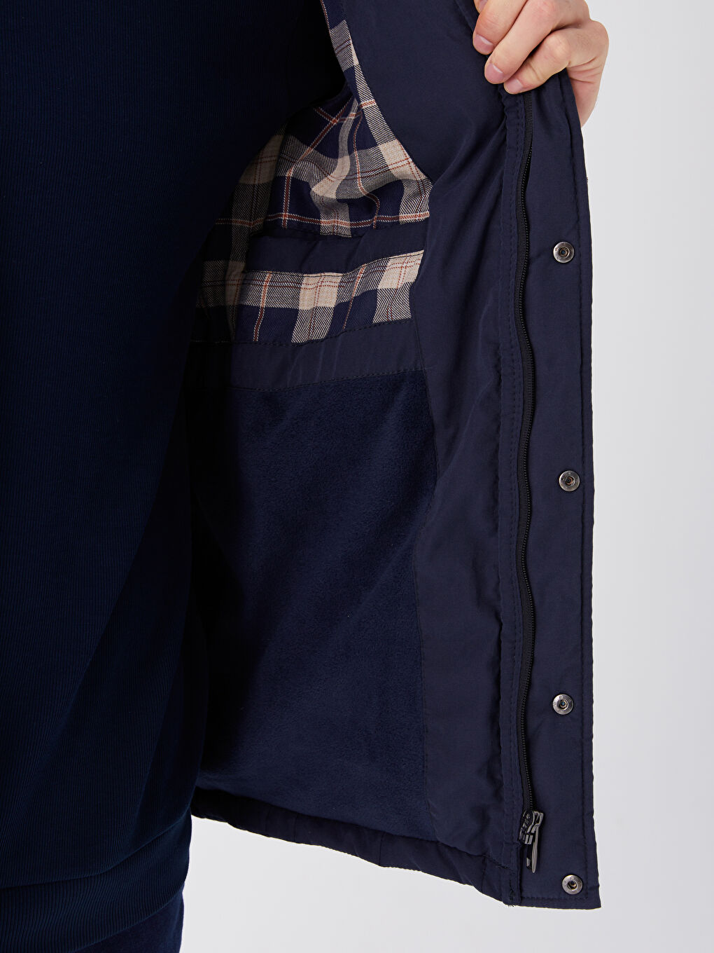 Lacivert Standart Kalıp Dik Yaka Erkek Şişme Mont-3