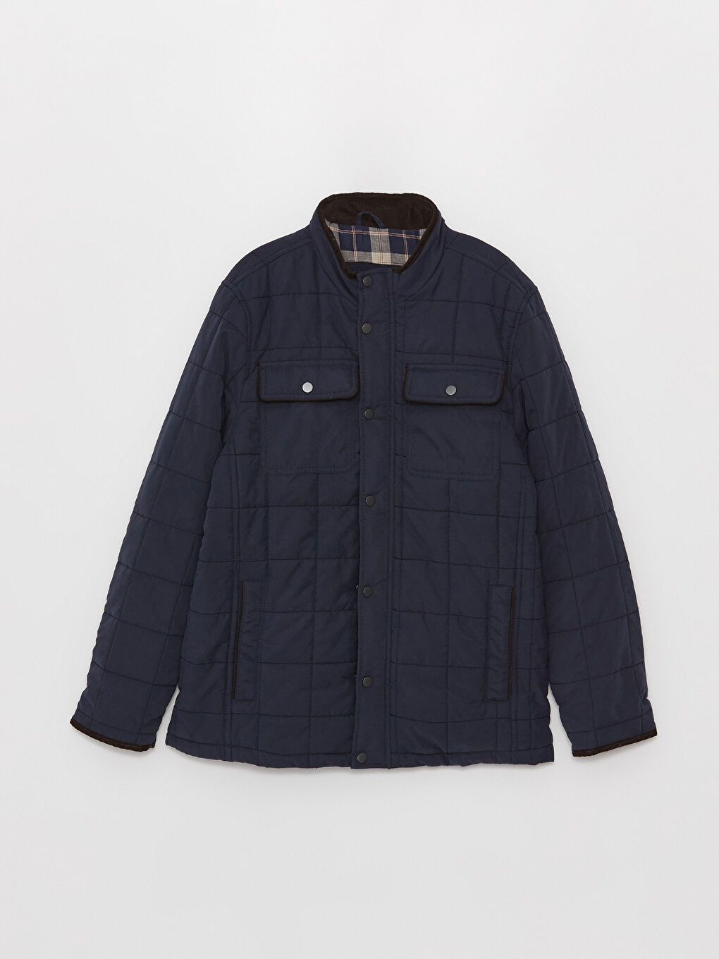 Lacivert Standart Kalıp Dik Yaka Erkek Şişme Mont-6