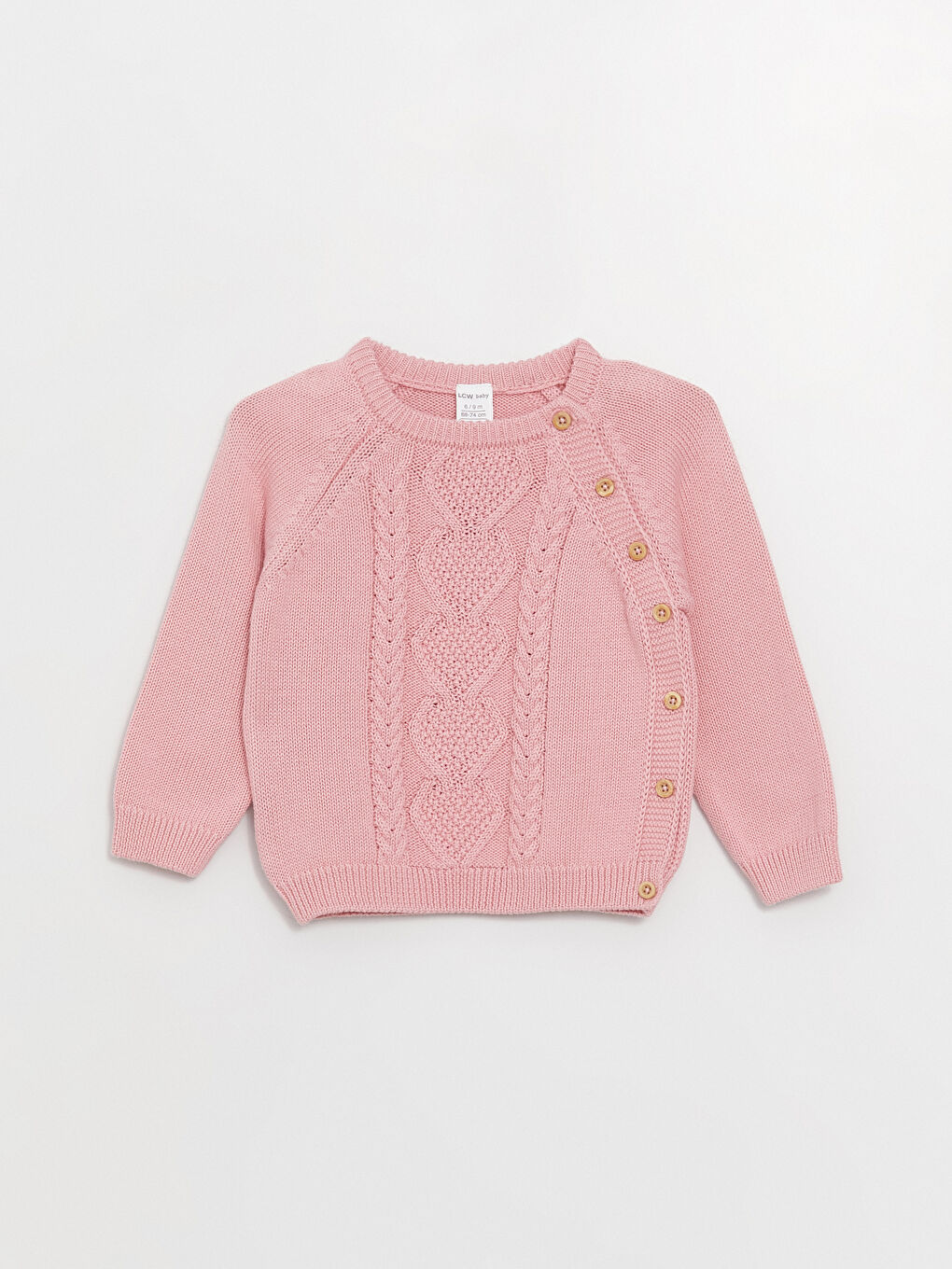 Pembe Bisiklet Yaka Uzun Kollu Basic Kız Bebek Triko Kazak ve Pantolon 2'li Takım-1