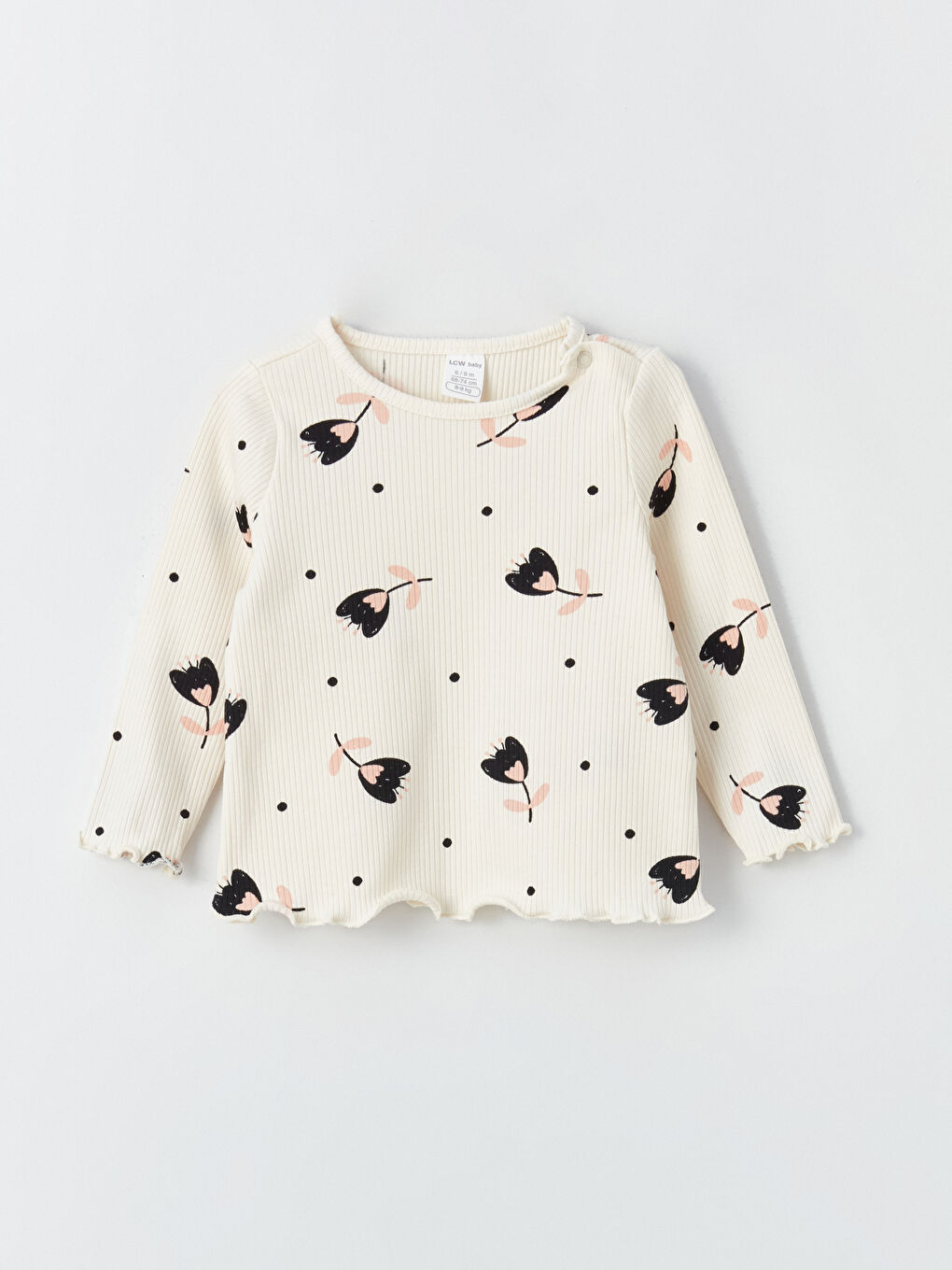 Siyah Bisiklet Yaka Baskılı Kız Bebek Bluz 2'li Takım-5