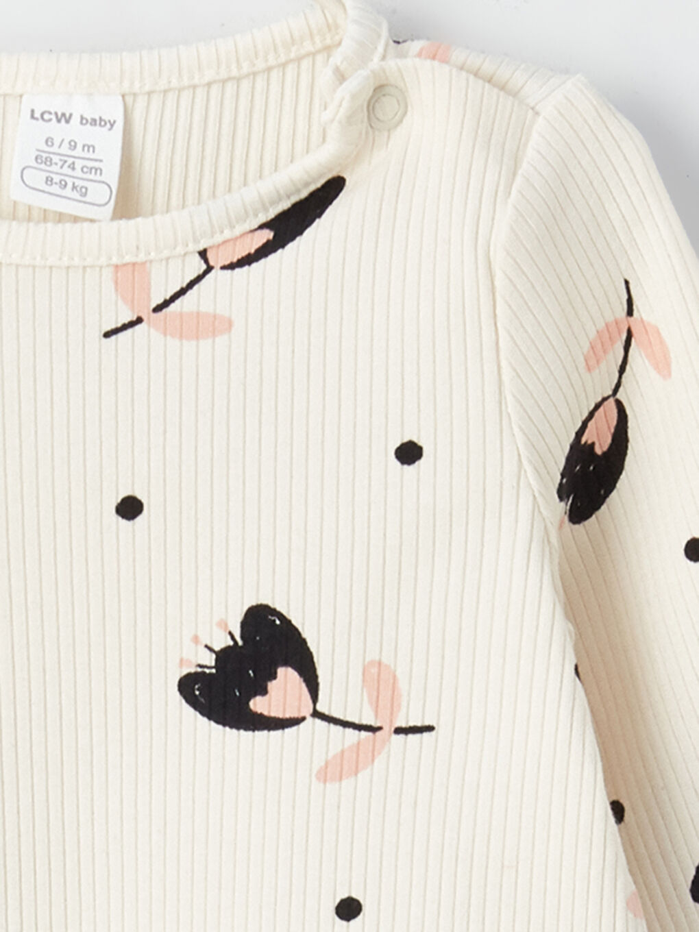 Siyah Bisiklet Yaka Baskılı Kız Bebek Bluz 2'li Takım-6