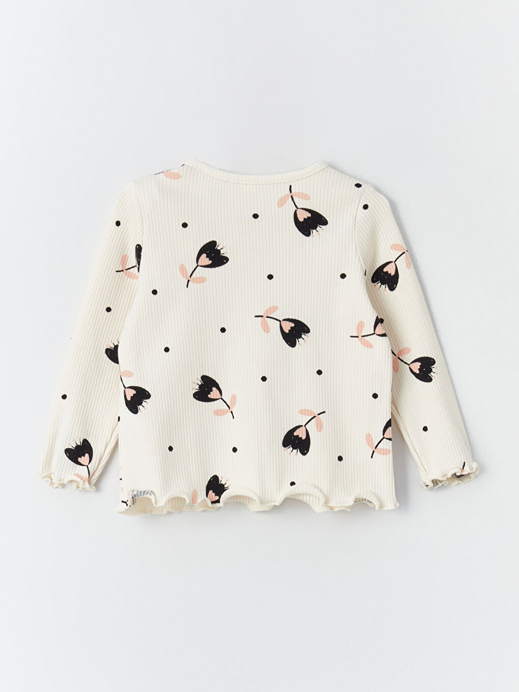 Siyah Bisiklet Yaka Baskılı Kız Bebek Bluz 2'li Takım-7