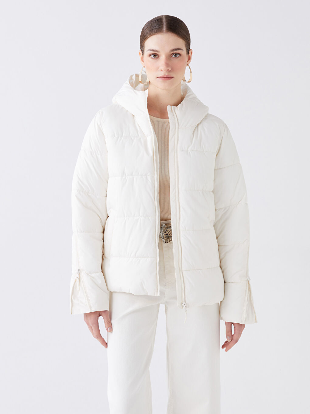 Women's Hooded Plain Puffer Coat