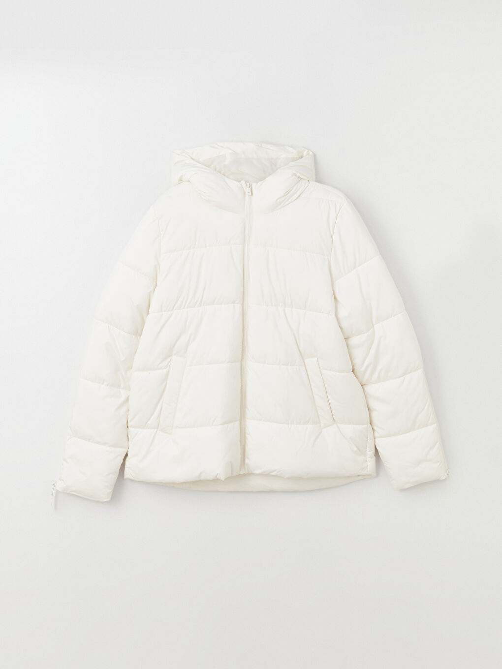 Women's Hooded Plain Puffer Coat-6