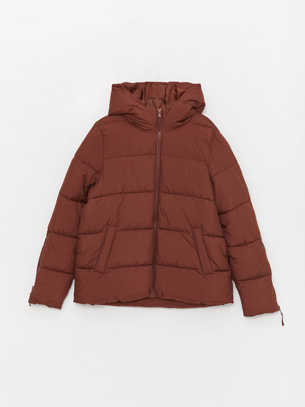 Women's Hooded Plain Puffer Coat-6