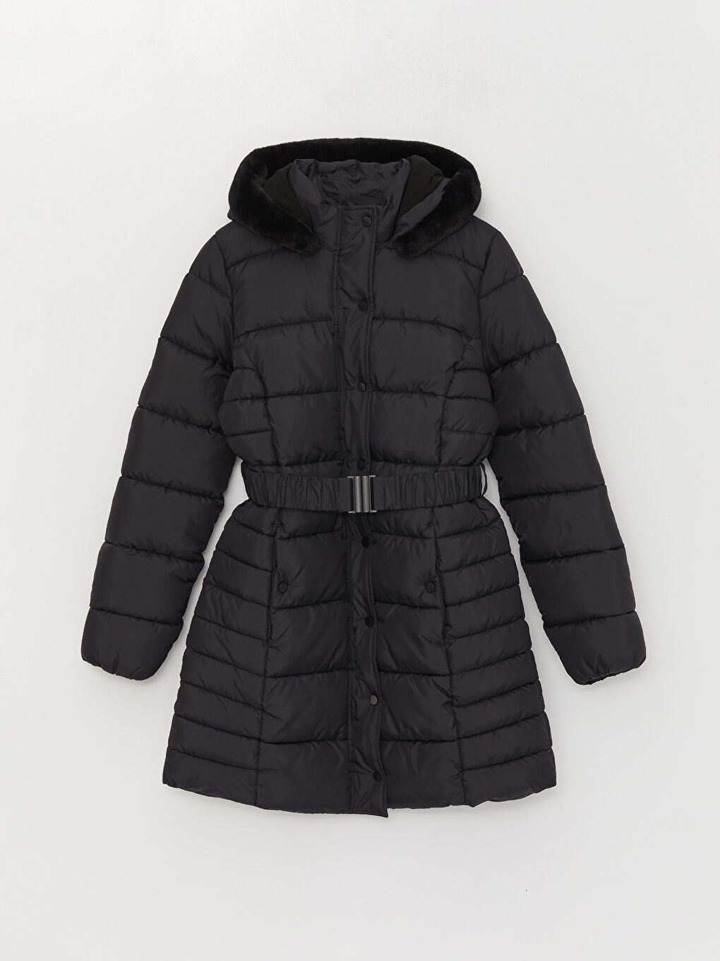 Women's Hooded Plain Puffer Coat-6