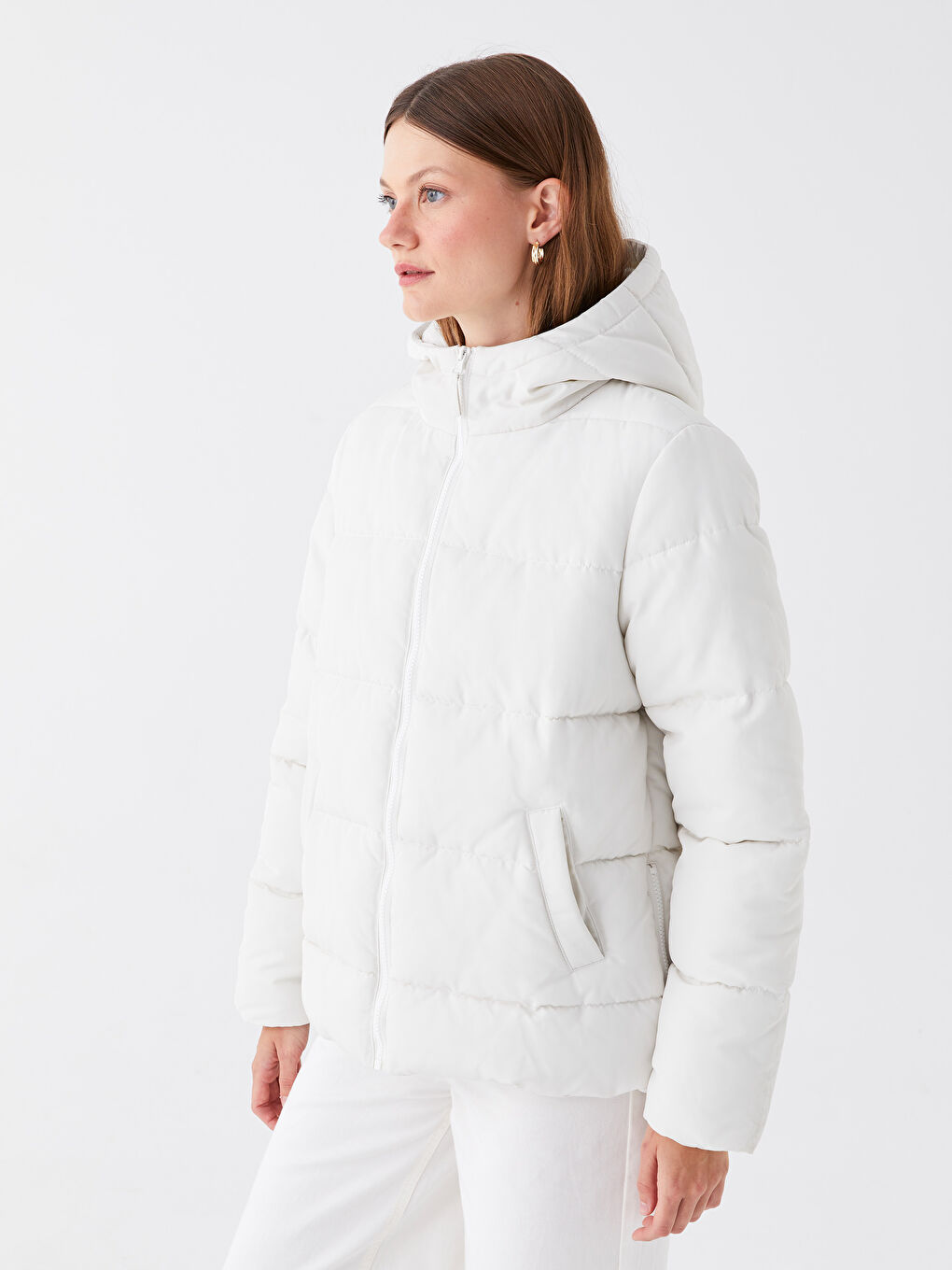 Women's Hooded Plain Puffer Coat