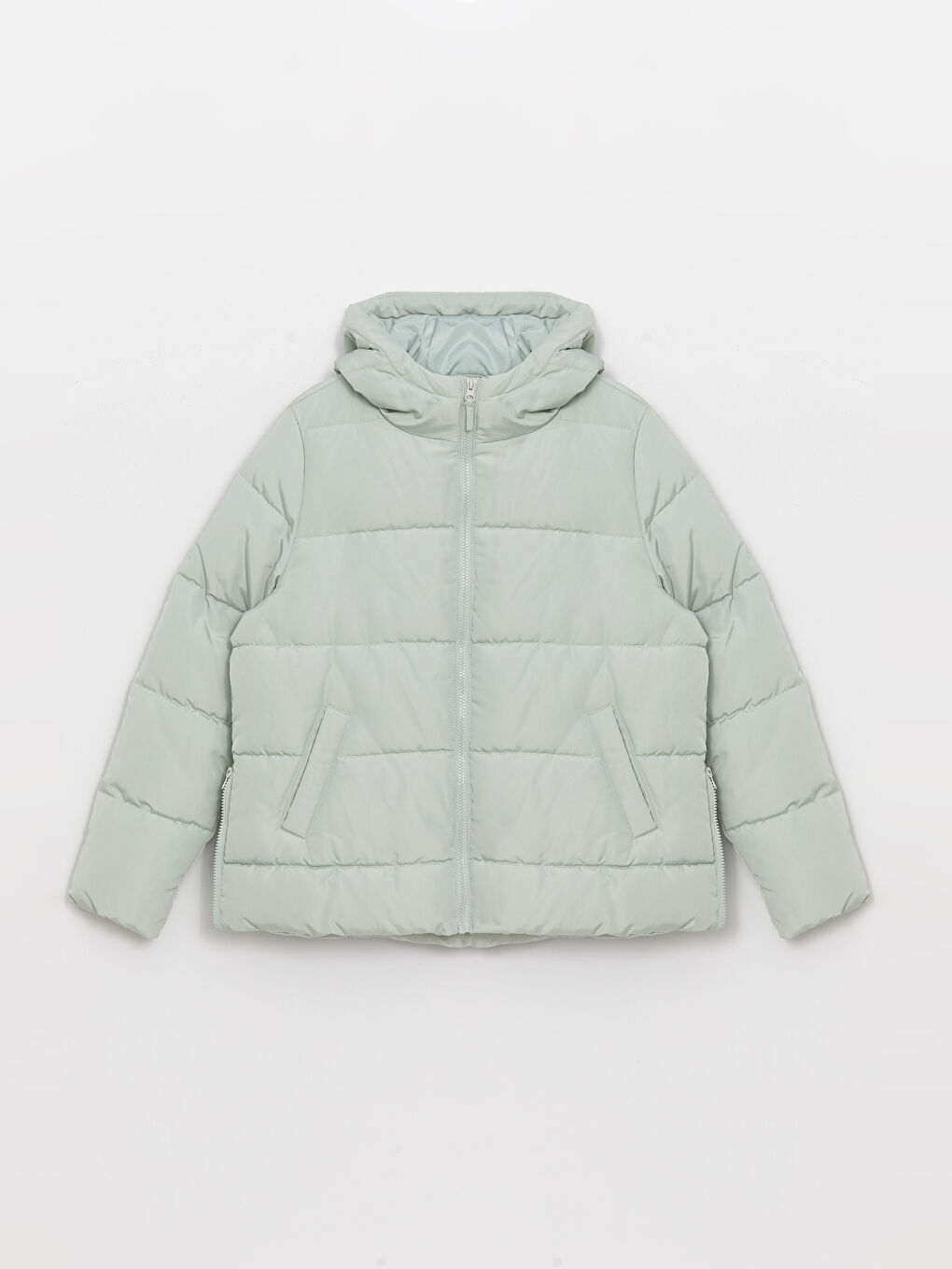 Women's Hooded Plain Puffer Coat-6