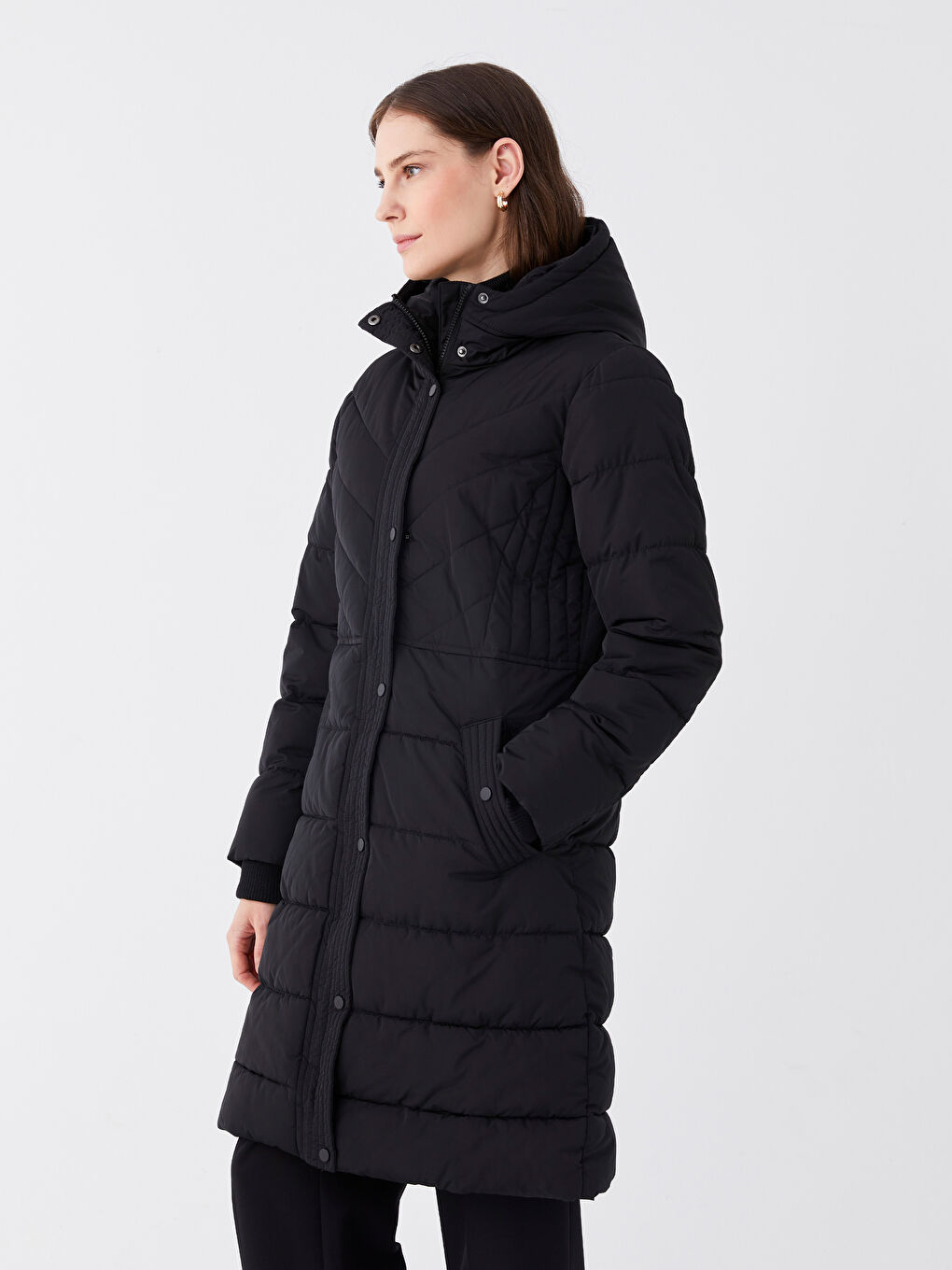 Women's Hooded Plain Puffer Coat