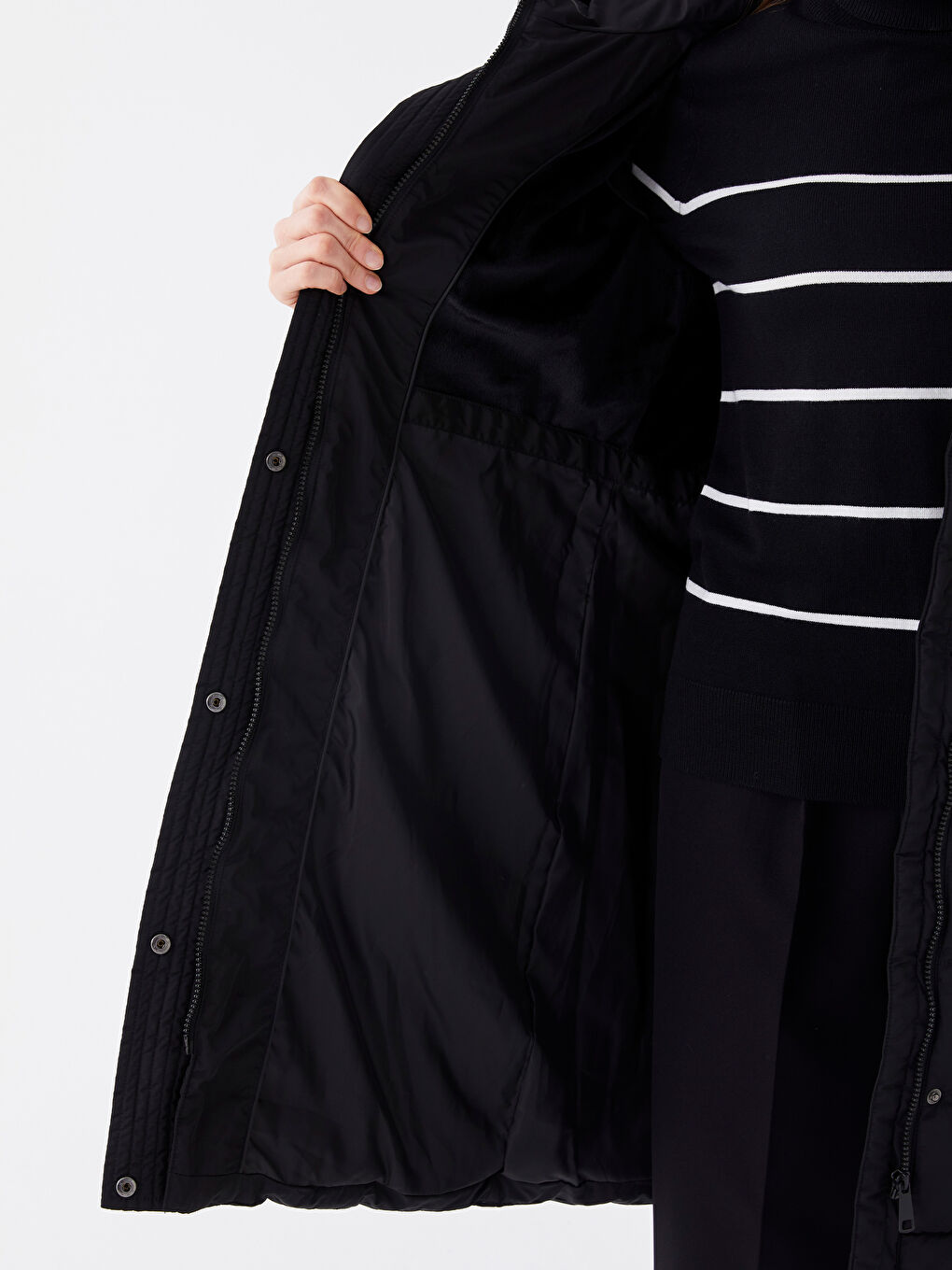 Women's Hooded Plain Puffer Coat-3