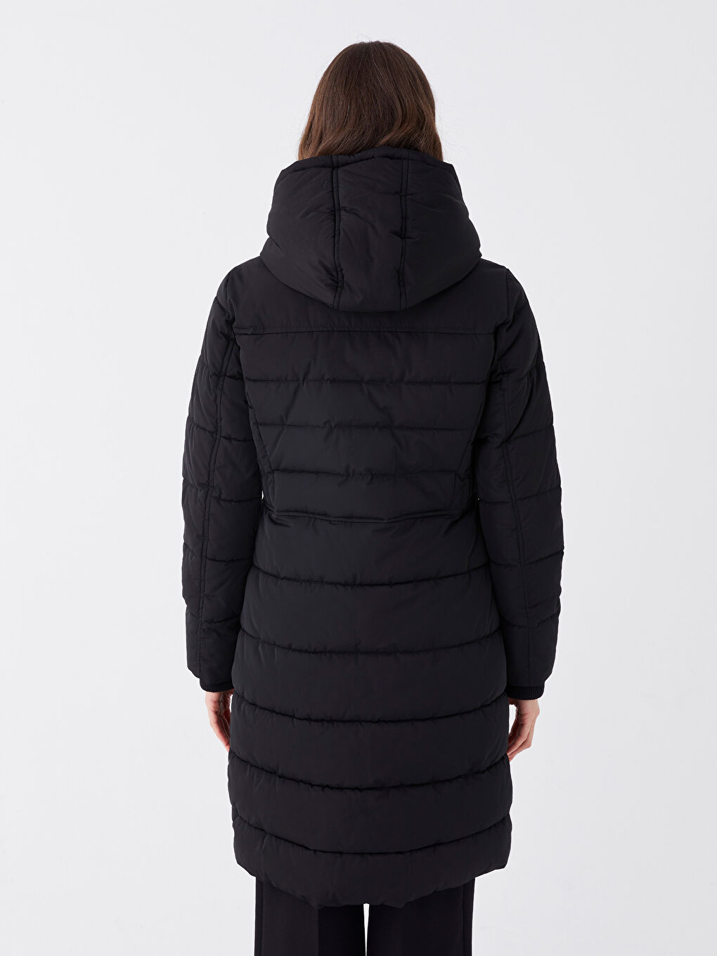 Women's Hooded Plain Puffer Coat-5