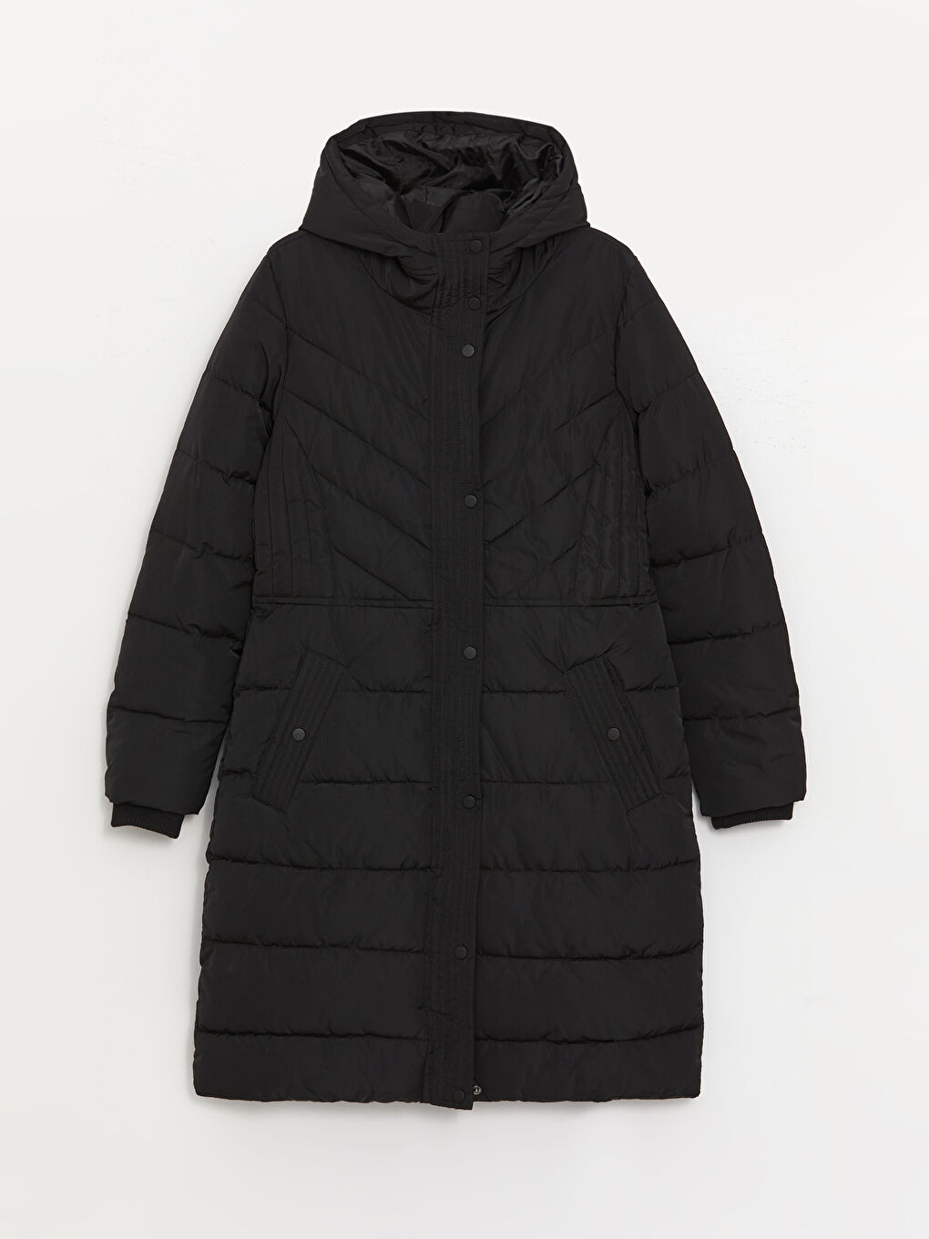 Women's Hooded Plain Puffer Coat-6
