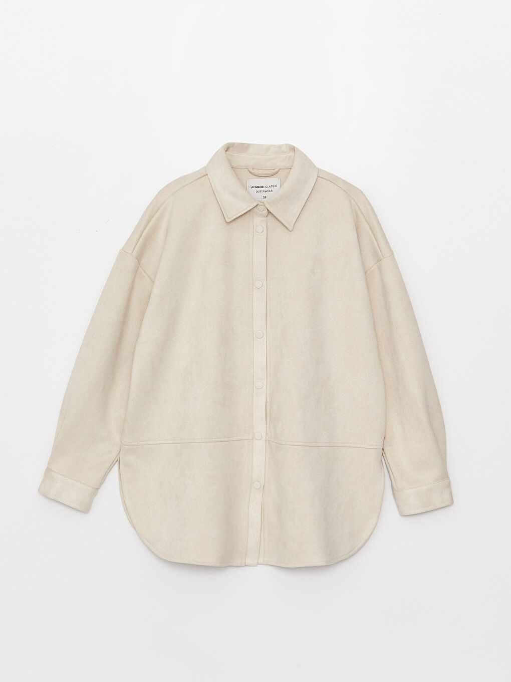 Gri Düz Uzun Kollu Oversize Süet Kadın Gömlek Ceket-6