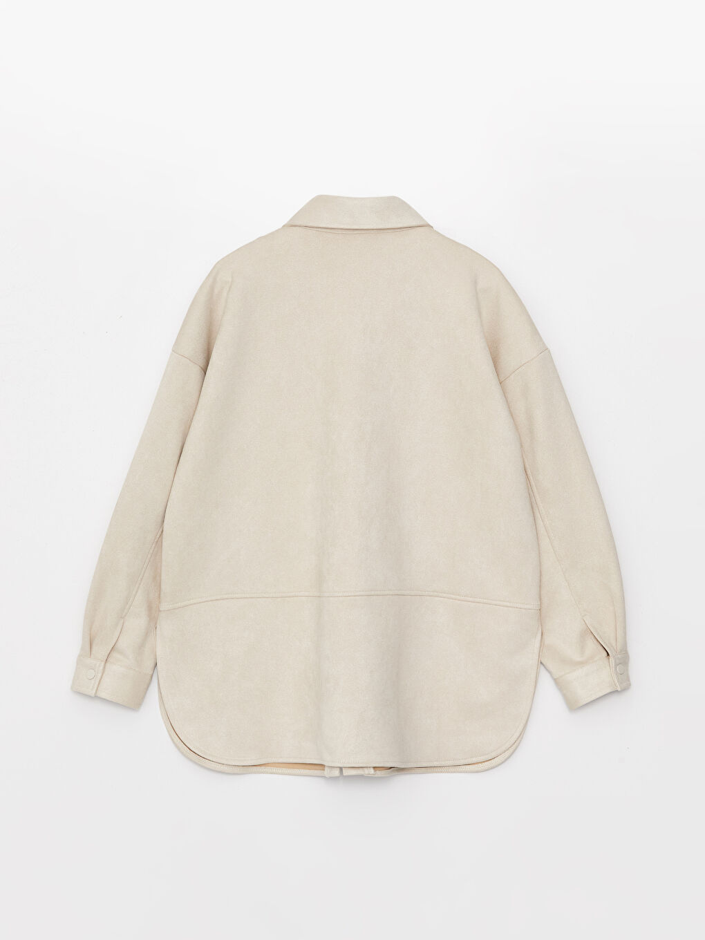 Gri Düz Uzun Kollu Oversize Süet Kadın Gömlek Ceket-7