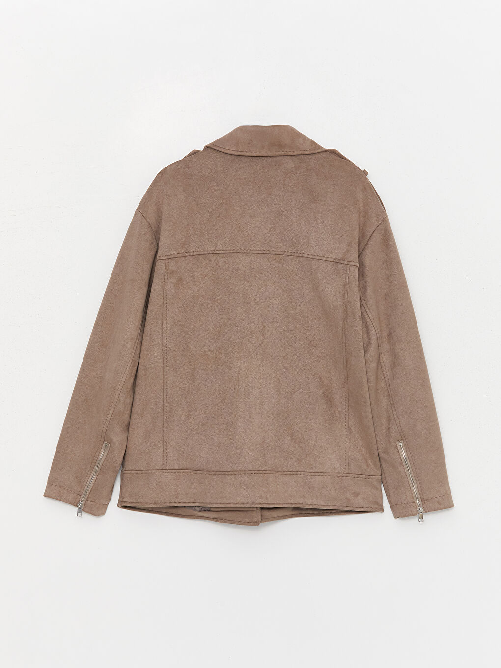 LCWAIKIKI Classic Biker Neck Women's Faux Suede Coat -W31204Z8-GNH