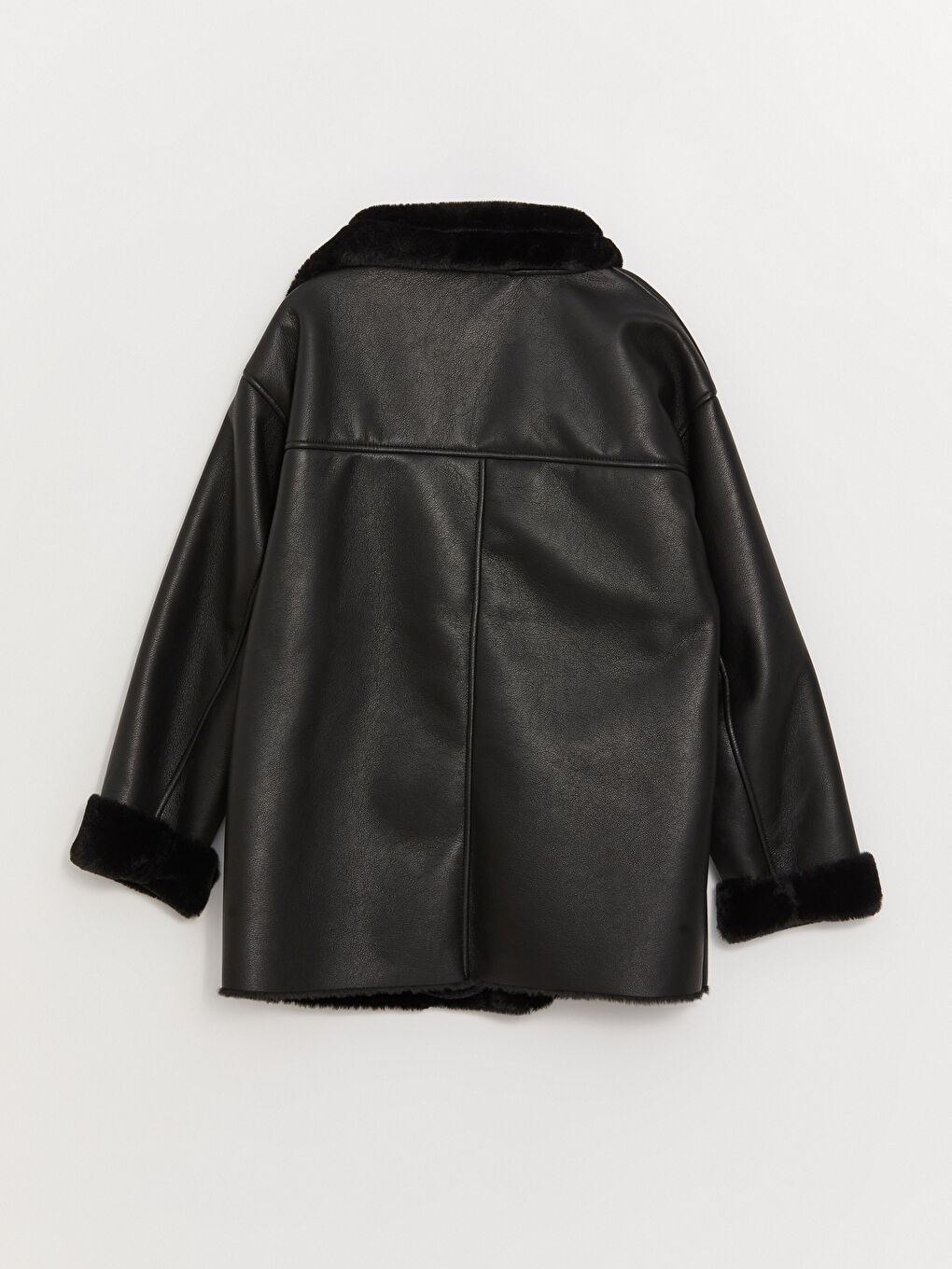 LCWAIKIKI Classic Women's Biker Neck Plain Faux Leather Jacket -W31210Z8-CVL