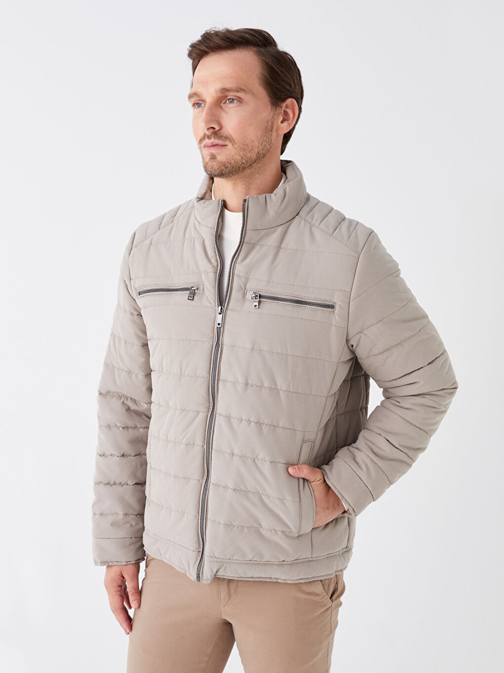 Standard Fit Funnel Neck Men's Puffer Coat-1