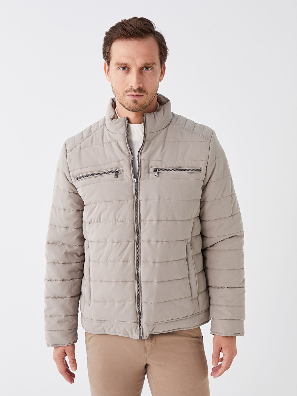 Standard Fit Funnel Neck Men's Puffer Coat-2