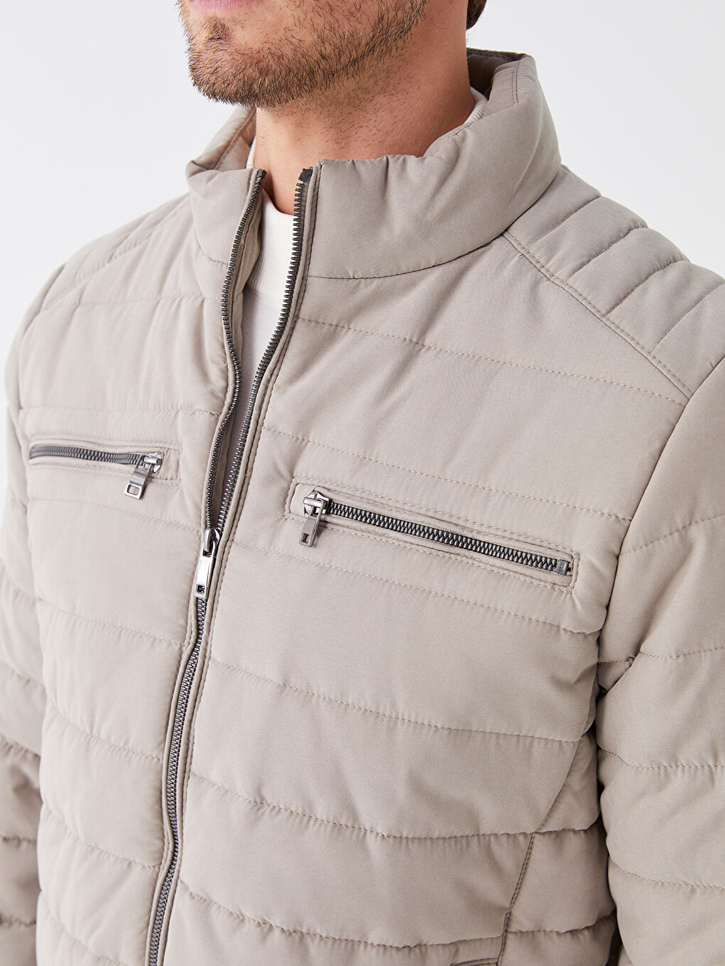 Standard Fit Funnel Neck Men's Puffer Coat-3