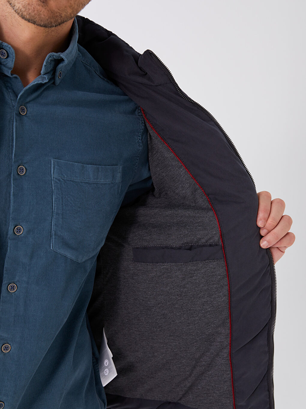 Antrasit Standart Kalıp Dik Yaka Erkek Şişme Mont-4