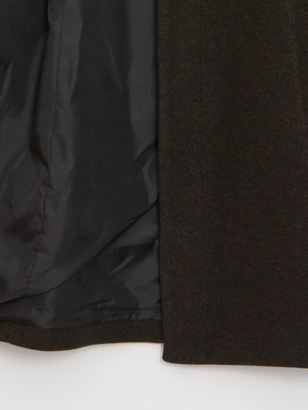 Haki Slim Fit Dik Yaka Erkek Kaşe Kaban-6